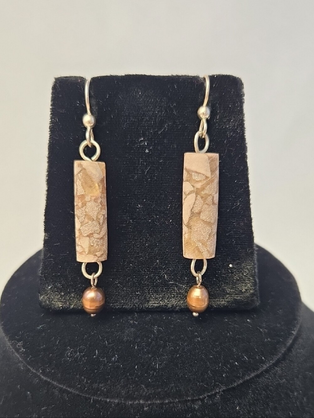 Handcrafted Sterling Silver And  Resin Bead Earrings with Pearl Accents